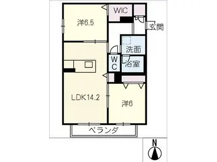 セカンドクロス(2LDK/2階)の間取り写真