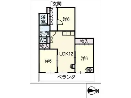 ライブリー原(3LDK/4階)の間取り写真