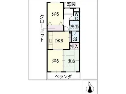 第8平與マンション(3DK/4階)の間取り写真