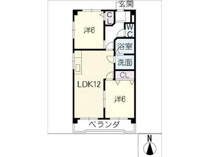 エステイト ツジ(2LDK/2階)の間取り写真