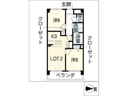 HEIGHTS MARUNAKA(2LDK/3階)の間取り写真