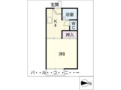 シャンポール桂(1K/1階)の間取り写真