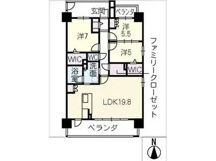 モアグレース西岐阜ザ・カーサ903号(3LDK/9階)の間取り写真