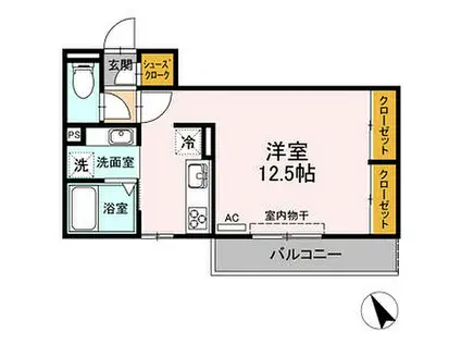 メイユール東丸(ワンルーム/3階)の間取り写真