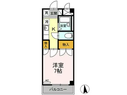青悠荘(1K/1階)の間取り写真