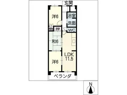 境川パレス(3LDK/4階)の間取り写真