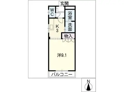 レシェンテIII(1K/1階)の間取り写真