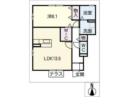 グランブリエ(1LDK/1階)の間取り写真