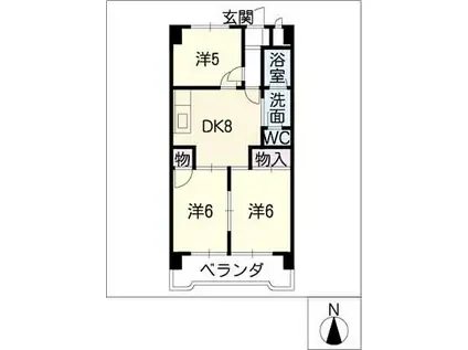 長良SANWAマンション(3DK/6階)の間取り写真