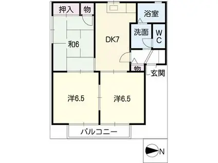 友江ハイツ A棟(3DK/1階)の間取り写真