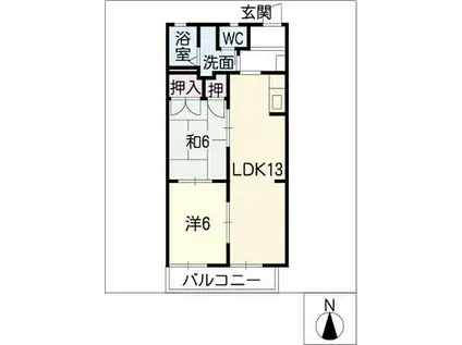 ブライトン(2LDK/2階)の間取り写真