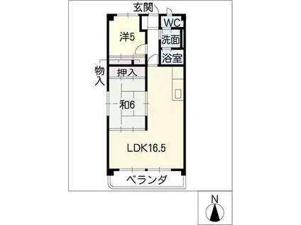 サンヴィレッジ(2LDK/3階)の間取り写真