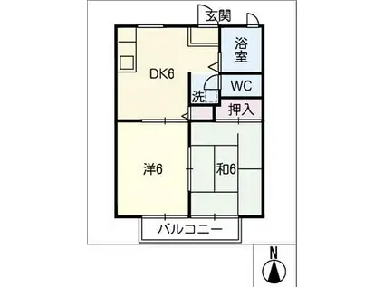 タウンハイツ吉田(2DK/1階)の間取り写真