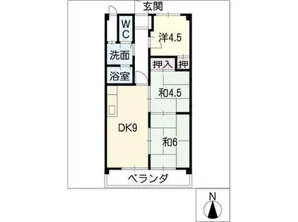 吉田マンション城房(3DK/6階)の間取り写真