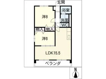 ハートフルマンションKAWABE(2LDK/3階)の間取り写真