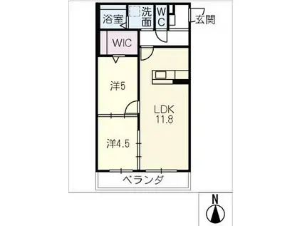 IVY イースト 新池(2LDK/1階)の間取り写真