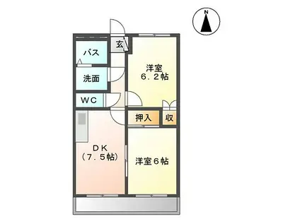 インペリアル伏見(2DK/1階)の間取り写真