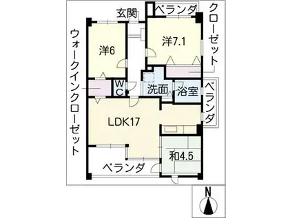 名鉄広見線 可児川駅 徒歩12分 8階建 築17年(3LDK/3階)の間取り写真