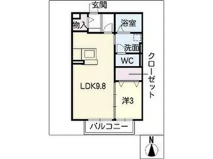 VILLA YAMATE C(1LDK/1階)の間取り写真