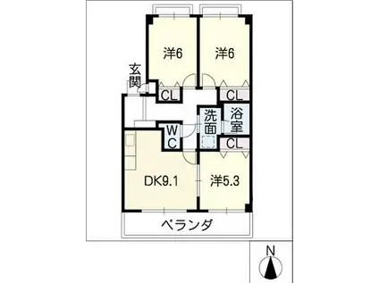 ハイムトヨダ(3DK/3階)の間取り写真