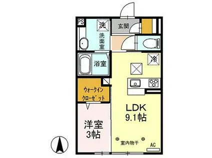 シティハウス高萩 1(1LDK/2階)の間取り写真