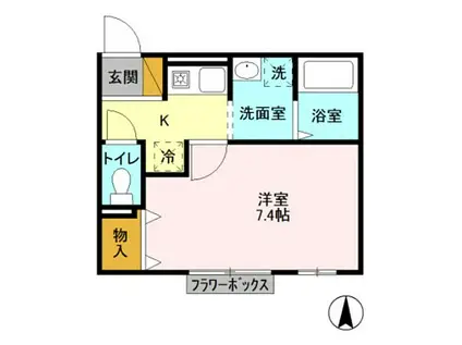 JR川越線 日進駅(埼玉) 徒歩3分 2階建 築24年(1K/2階)の間取り写真