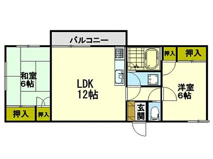 長谷川コーポ(2LDK/1階)の間取り写真