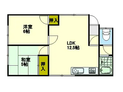 長谷川アパート(2LDK/2階)の間取り写真