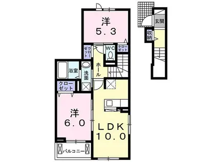 グラン アヴェニールI(2LDK/2階)の間取り写真