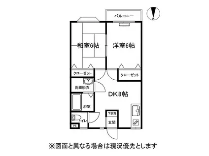 JR中央本線 岡谷駅 徒歩20分 2階建 築31年(2DK/2階)の間取り写真