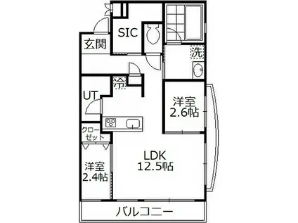 ヴィラ鴻巣(2LDK/2階)の間取り写真