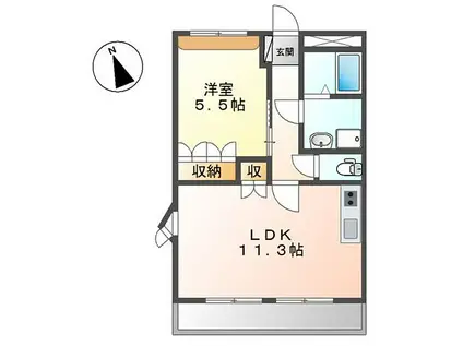 湘南新宿ライン高海 北鴻巣駅 徒歩68分 3階建 築16年(1LDK/3階)の間取り写真