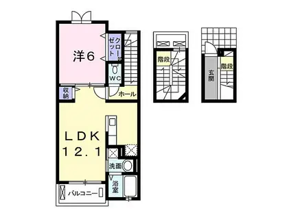 東武伊勢崎線 加須駅 徒歩13分 3階建 築13年(1LDK/3階)の間取り写真