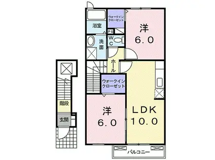 東武伊勢崎線 加須駅 バス乗車時間：9分 加須車庫バス停で下車 徒歩6分 2階建 築13年(2LDK/2階)の間取り写真