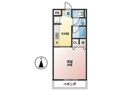 養老鉄道 友江駅 徒歩30分 2階建 築29年(1K/1階)の間取り写真