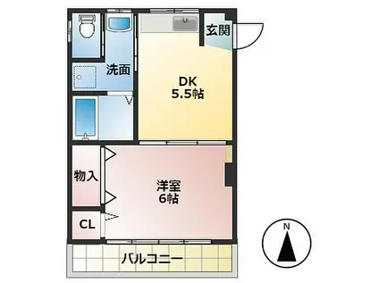JR東海道本線 大垣駅 徒歩5分 3階建 築56年(1DK/2階)の間取り写真