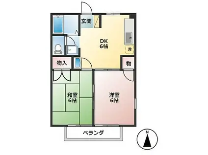 養老鉄道 東赤坂駅 徒歩15分 2階建 築32年(2DK/2階)の間取り写真