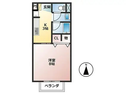 養老鉄道 広神戸駅 徒歩17分 2階建 築27年(1K/2階)の間取り写真