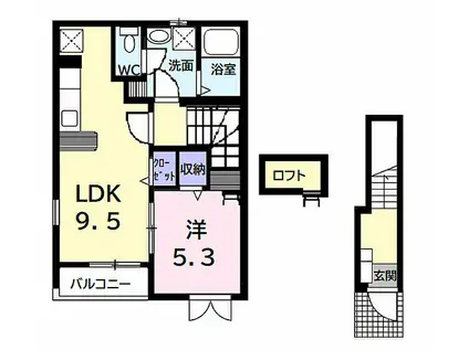 養老鉄道 友江駅 徒歩29分 2階建 築15年(1LDK/2階)の間取り写真
