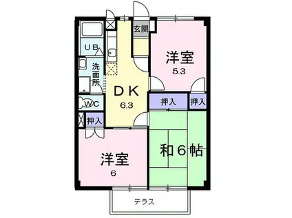JR東海道本線 垂井駅 徒歩27分 2階建 築29年(3DK/1階)の間取り写真