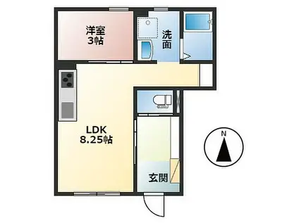 JR東海道本線 荒尾駅(岐阜) 徒歩9分 2階建 築1年(1LDK/1階)の間取り写真