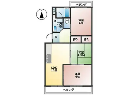 養老鉄道 東赤坂駅 徒歩23分 4階建 築37年(3LDK/4階)の間取り写真