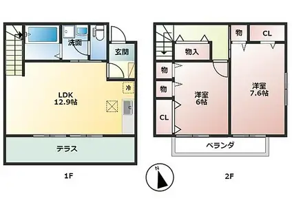 JR東海道本線 大垣駅 徒歩10分 2階建 築16年(2LDK/1階)の間取り写真