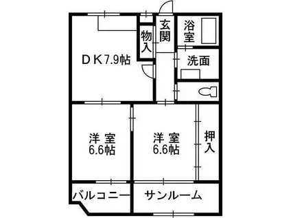 メゾン・モアレ(2DK/2階)の間取り写真