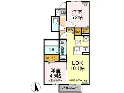 ルミエール常磐城(2LDK/1階)の間取り写真