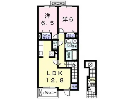 メリーモナーク(2LDK/2階)の間取り写真