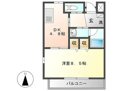 モアグレース16(1DK/2階)の間取り写真