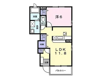 カルティエトゥールB(1LDK/1階)の間取り写真