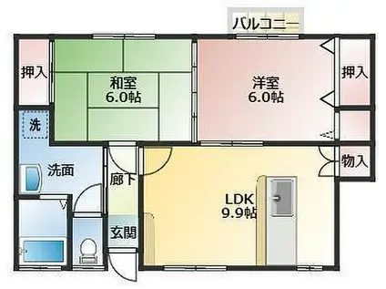 レジデンス高蔵(2LDK/1階)の間取り写真