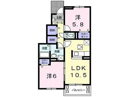 メゾンソレイユIII(2LDK/1階)の間取り写真